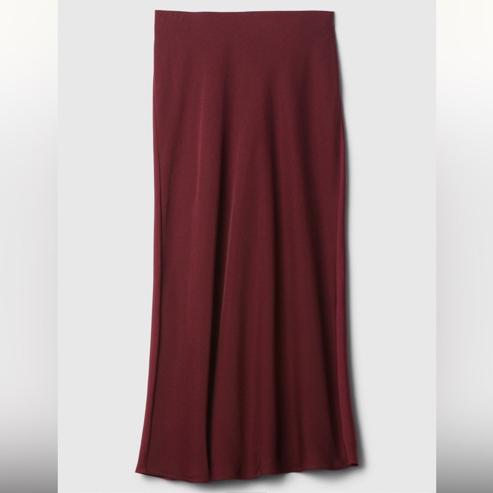 GAP Satin Midi Slip Skirt, Burgundy Color, Petite Medium